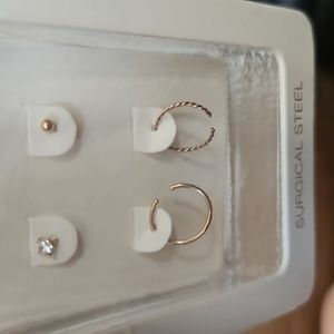 4 Pack Rose Gold Surgical Steel Nose Ring Jewelry 20g/0.8mm